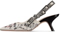 Buy (W) Dior Amour Kasut Tumit Tinggi Kanvas Bersulam 'Ivory' KDP880DGE_S10W