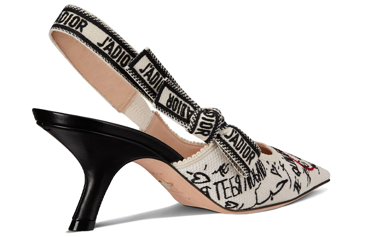 Lookbook Dior迪奧 amour 棉布 刺繡 細跟 高跟鞋 女款 米白色