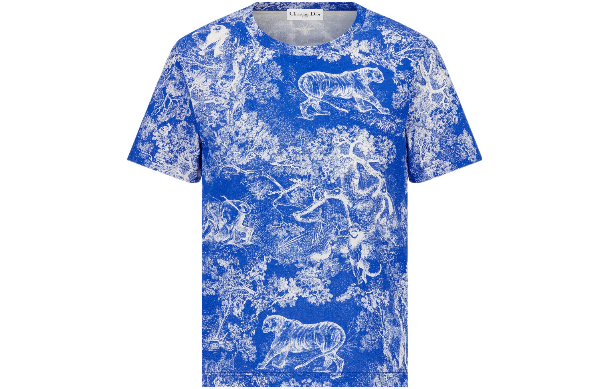 Order (W) DIOR 动物印花圆领套头衫 FW22 蓝色T恤 223T19A4498-X5881