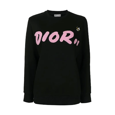 (Women) Dior Archive Letter Patch Crewneck Pullover Sweatshirt Women’s Black 923J620W1242-984