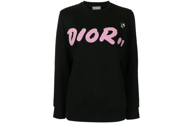 Order (W) Dior Archive Letter Patch Crewneck Pullover Wanita Hitam. 923J620W1242-984