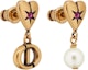 Lookbook (Women) DIOR Asymmetric Gold Earrings with Metal, Faux Pearls, and Crystals for Women. E3330WOMCY