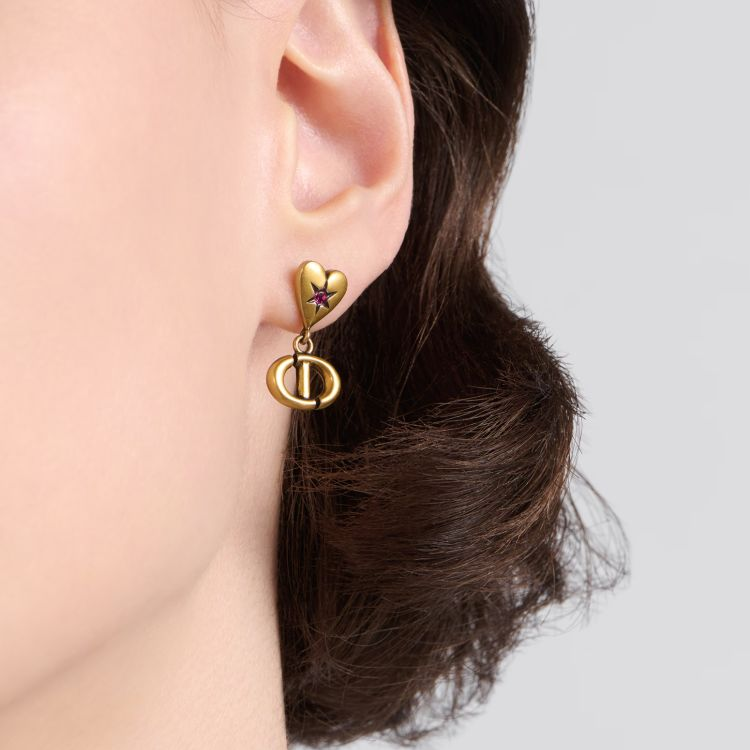 Purchase (Women) DIOR Asymmetric Gold Earrings with Metal, Faux Pearls, and Crystals for Women. E3330WOMCY