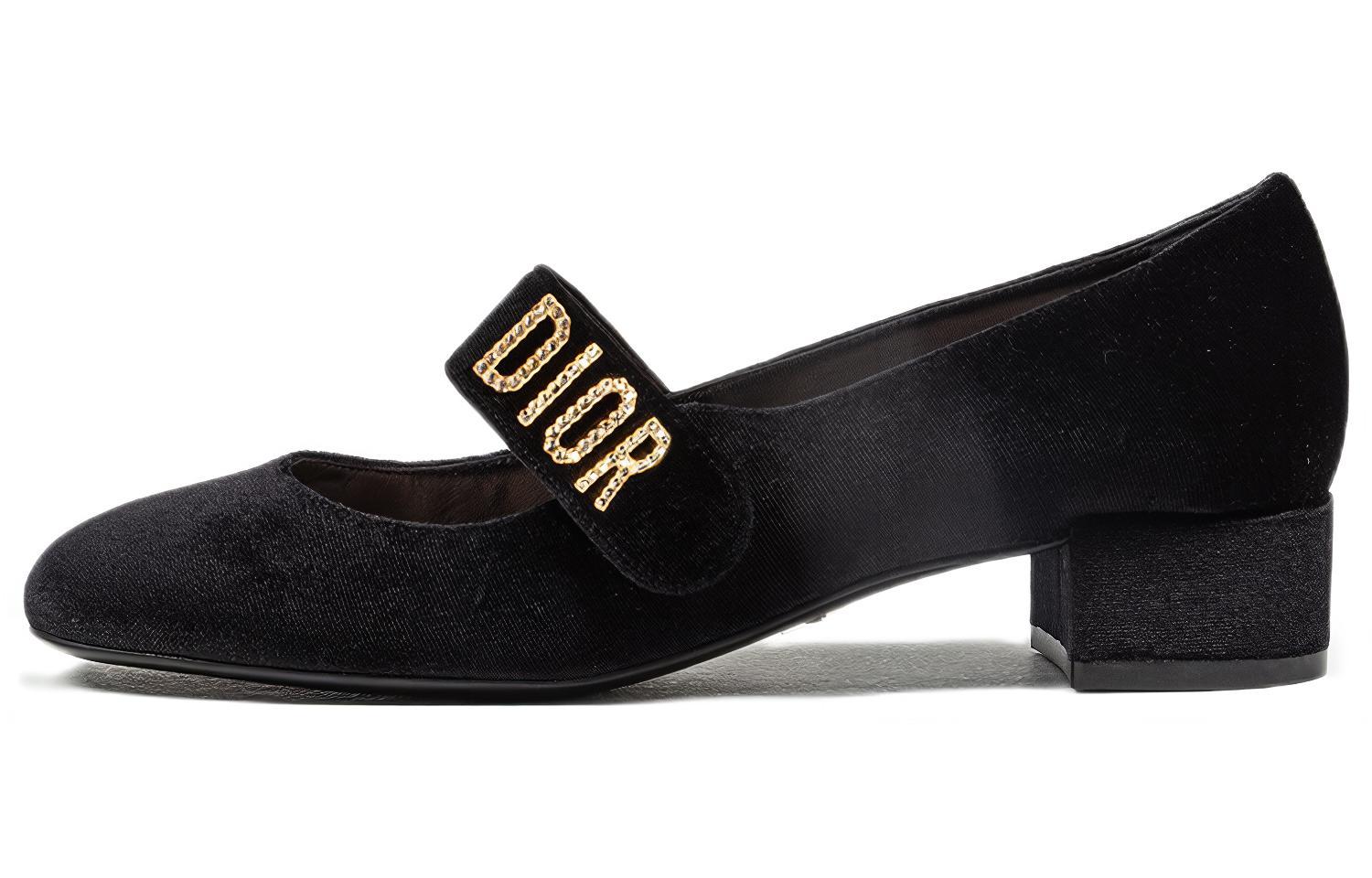 Buy (W) 迪奥Baby-D黑色小牛皮中低跟鞋 KCB380VEV_S900