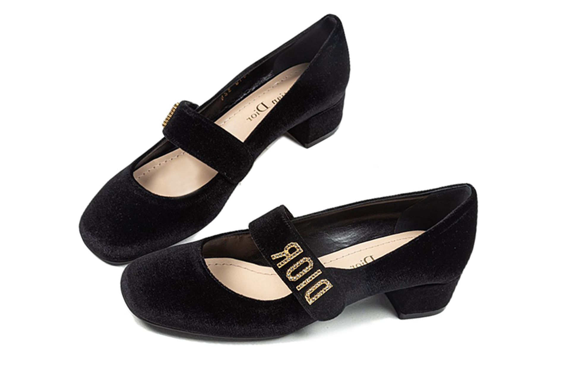 Shop (W) 迪奥Baby-D黑色小牛皮中低跟鞋 KCB380VEV_S900