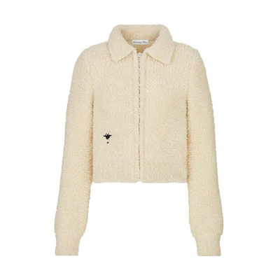(Women) Dior Beige Jacket with Bee Embroidery Long Sleeve Casual Short Coat 154V05AM114-X0810
