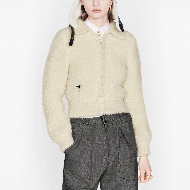 Details for (W) 디올 베이지 비 자수 롱슬리브 캐주얼 숏코트 154V05AM114-X0810