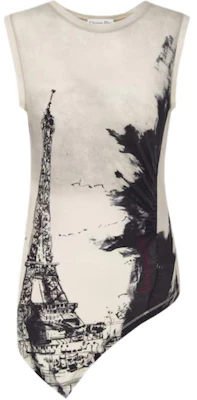 (W) Dior Beige Tank Top Tanpa Lengan dengan Motif Arsitektural 443T26B4538-X9480 Buy (W) Dior Beige Tank Top Tanpa Lengan dengan Motif Arsitektural 443T26B4538-X9480