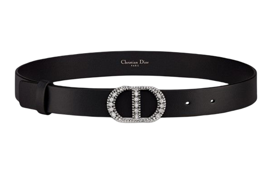 (Women) DIOR Black Leather Belt with Sleek Buckle - 27cm Width B0278BWFS-900