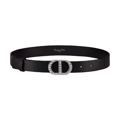 (Women) DIOR Black Leather Belt with Sleek Buckle - 27cm Width B0278BWFS-900
