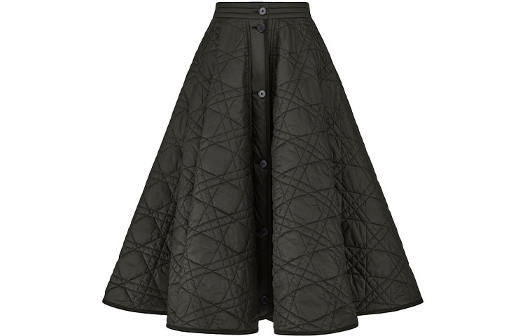 Order (W) DIOR 黑色格紋A字扣環中長裙 新款休閒時尚裙款 157J67A2827-X9000