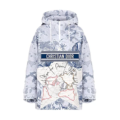 (Women) DIOR Blue & White Hooded Map Print Drawstring Jacket 047C10A2863X-5882