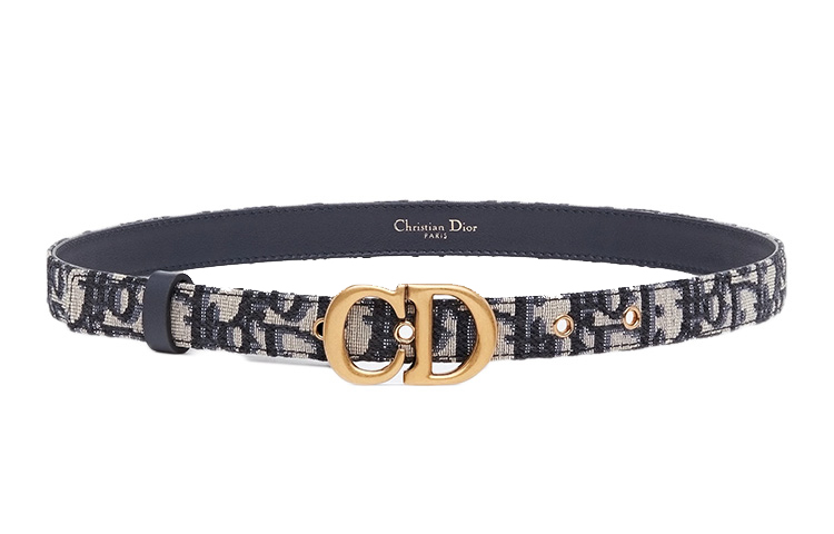 (Women) DIOR Blue Leather Belt with Diagonal Jacquard Buckle, 2cm B0042CTZQ-M928