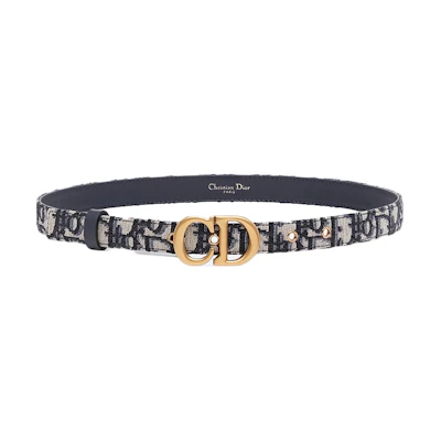 (Women) DIOR Blue Leather Belt with Diagonal Jacquard Buckle, 2cm B0042CTZQ-M928