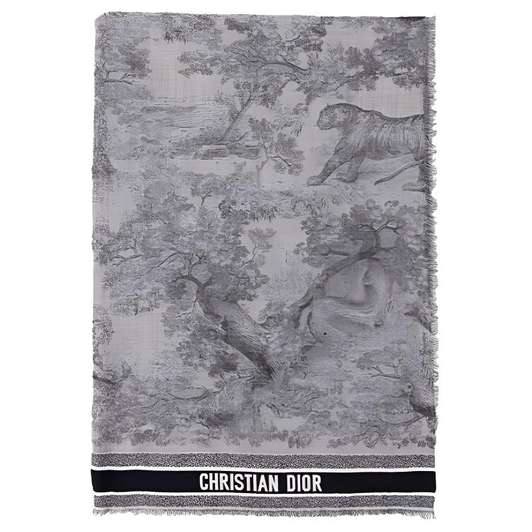 (Women) DIOR Blue Wool Toile de Jouy Print Shawl for Women. 14JOU140I142-C583
