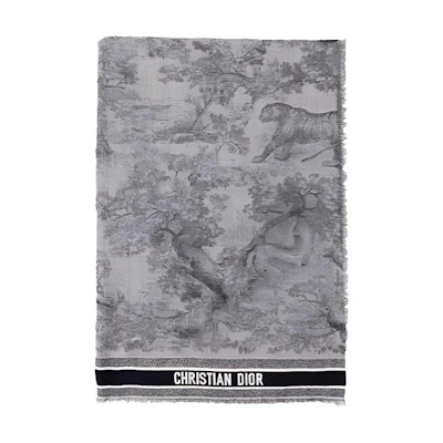 (Women) DIOR Blue Wool Toile de Jouy Print Shawl for Women. 14JOU140I142-C583