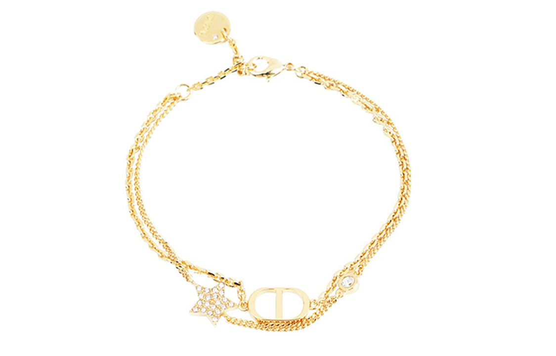 Order (W) Dior 女士玫瑰金水晶雙鏈手鍊。 B1133PMTCY-D301