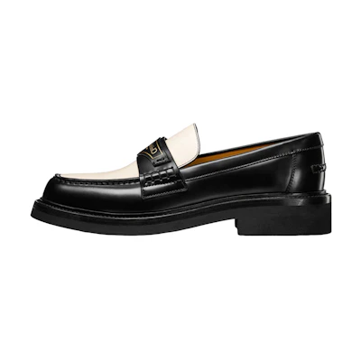 (W) Dior Boy Loafer 'Logo Plaque Chunky Heel Black and White'