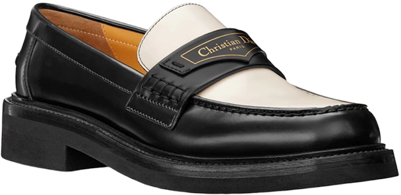 (W) Dior Boy Loafer 'Tumit Tebal Logo Plaque Hitam dan Putih' KDB759ACA_S11X Order (W) Dior Boy Loafer 'Tumit Tebal Logo Plaque Hitam dan Putih' KDB759ACA_S11X