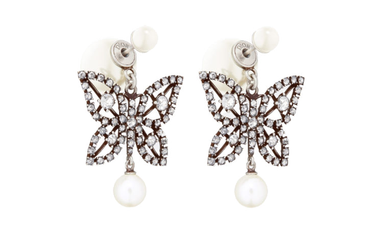 (Women) DIOR Butterfly Charm Earrings in Silver with Metal, Resin, Pearl, and Crystal. E2899WOMCY 圖 2
