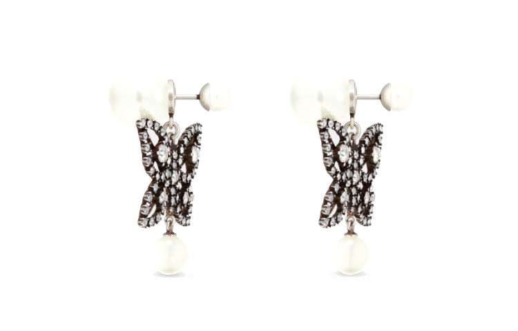(Women) DIOR Butterfly Charm Earrings in Silver with Metal, Resin, Pearl, and Crystal. E2899WOMCY 圖 3