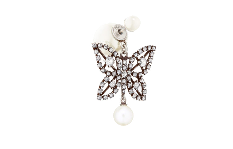 (Women) DIOR Butterfly Charm Earrings in Silver with Metal, Resin, Pearl, and Crystal. E2899WOMCY 圖 4
