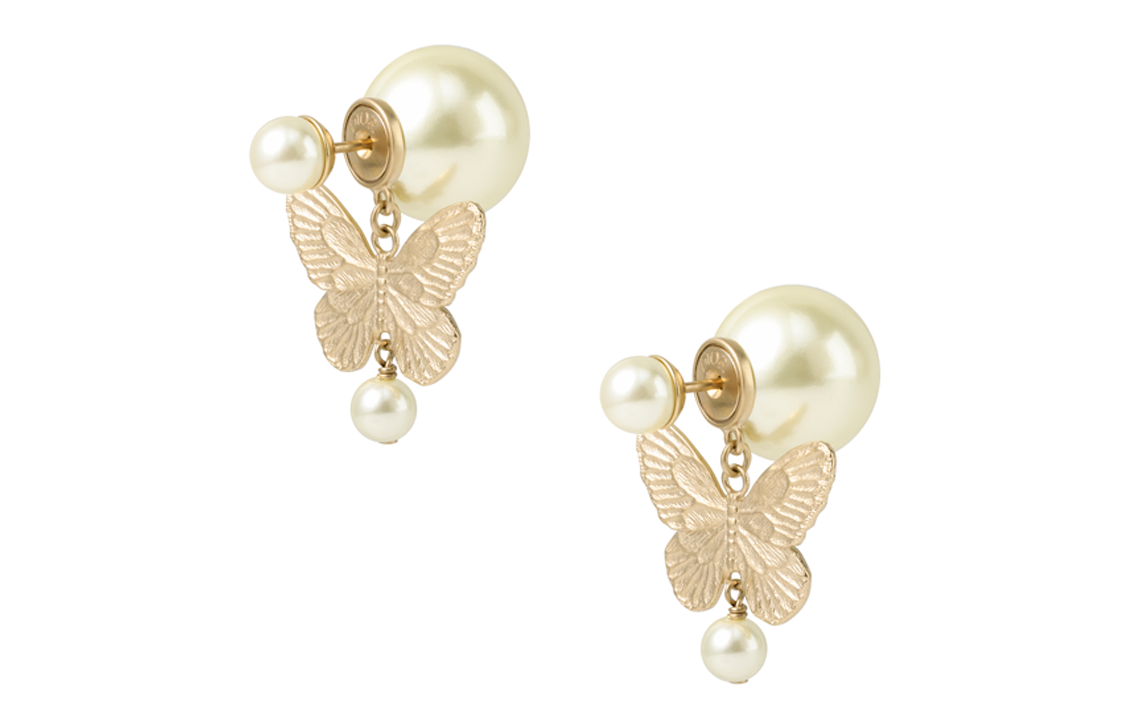 (Women) DIOR Butterfly Decor Metal Resin  Earrings - Gold. E2972WOMRS 圖 2
