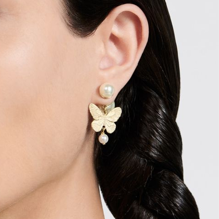 (Women) DIOR Butterfly Decor Metal Resin  Earrings - Gold. E2972WOMRS 圖 6