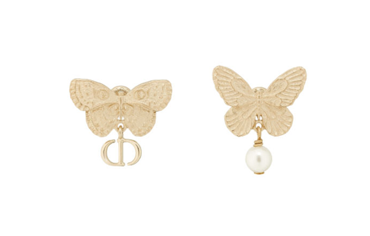 (Women) DIOR Butterfly Design Resin Metal Earrings for Women - Gold. E3059WOMRS