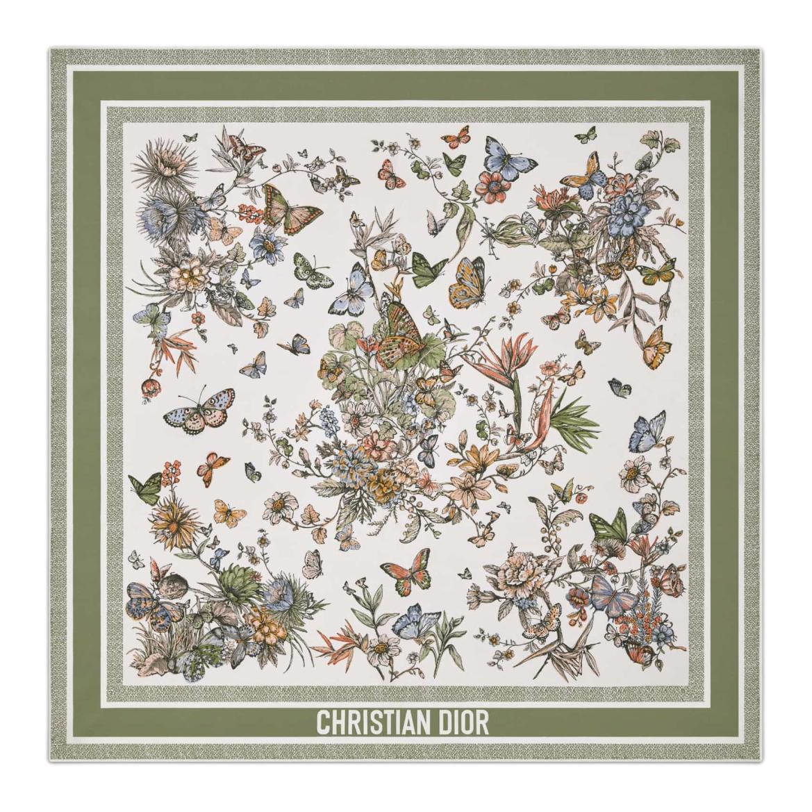 (Women) DIOR Butterfly Print Silk Scarf  White/Light Green. 41BUT090I613C619 圖 4