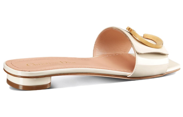 Lookbook (W) Dior C'est Dior Kulit Slip-On Flat Slide 'Putih' KCQ887VNI_S03W