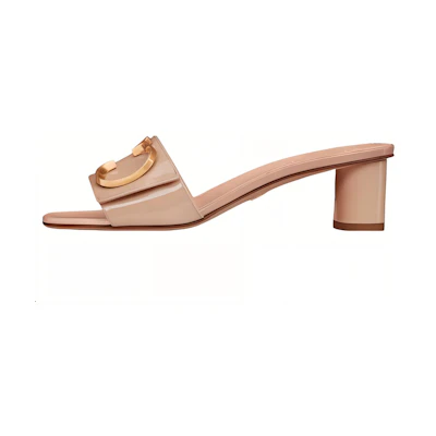 (W) Dior C'est Dior Leather Square-Toe Chunky Heel Slide 'Nude'