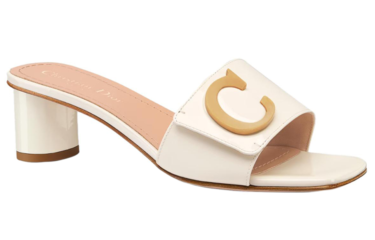 Order (W) Dior C'est Dior Kulit Patent 'Sandal Tumit Tebal Fesyen' Putih KCQ889VNI_S03W