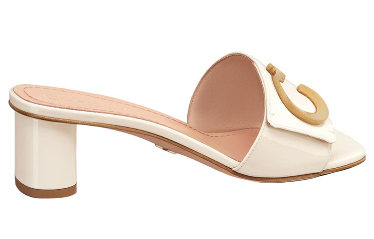 Shop (W) Dior C'est Dior Kulit Patent 'Sandal Tumit Tebal Fesyen' Putih KCQ889VNI_S03W