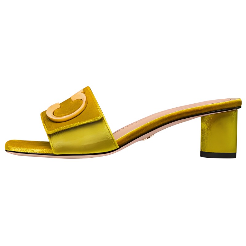 (Women) Dior C'est Dior Suede Square Toe Chunky Heel Sandal 'Yellow' KCQ886VEV_S52H