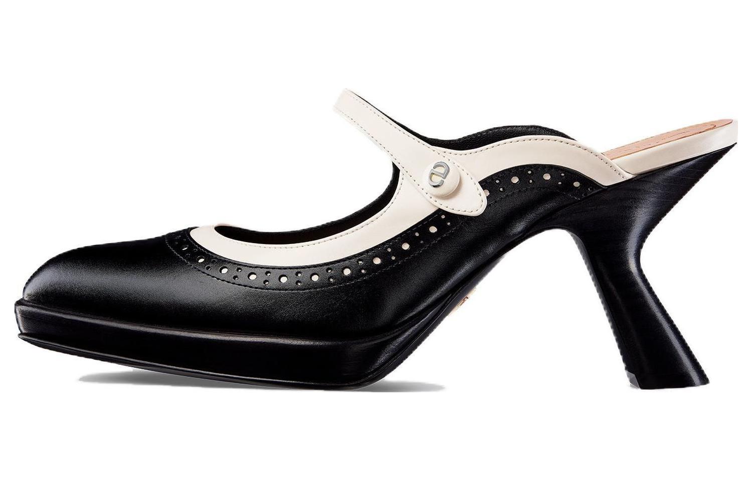 (Women) Dior Calfskin High Heels 'Simplistic Chunky Heel' 8cm 'Black' KCV132VSO_S11X