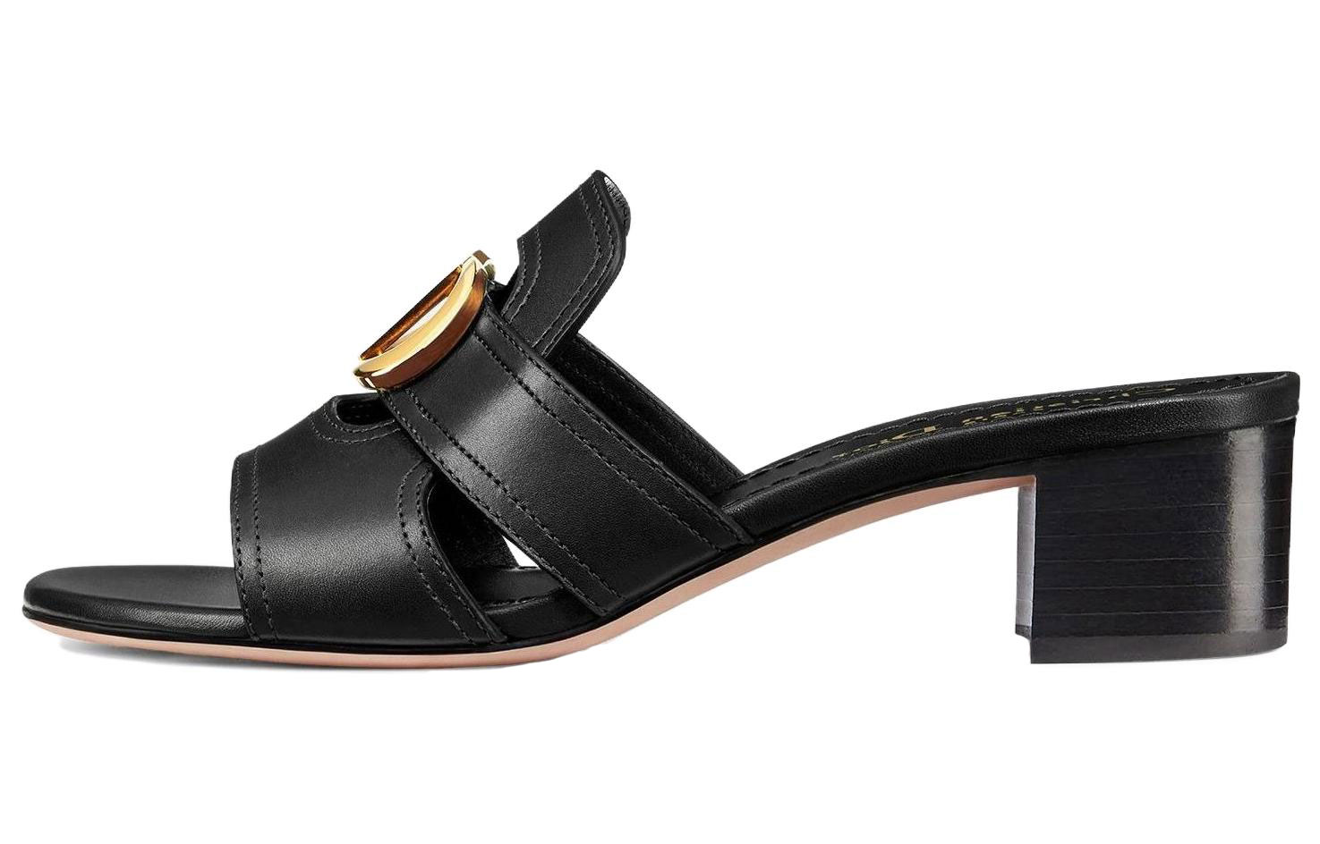 Buy (W) Dior Kalbsleder Runde Zehe Blockabsatz Pantolette ''Fashion Schwarz'' KCQ270VEA_S900
