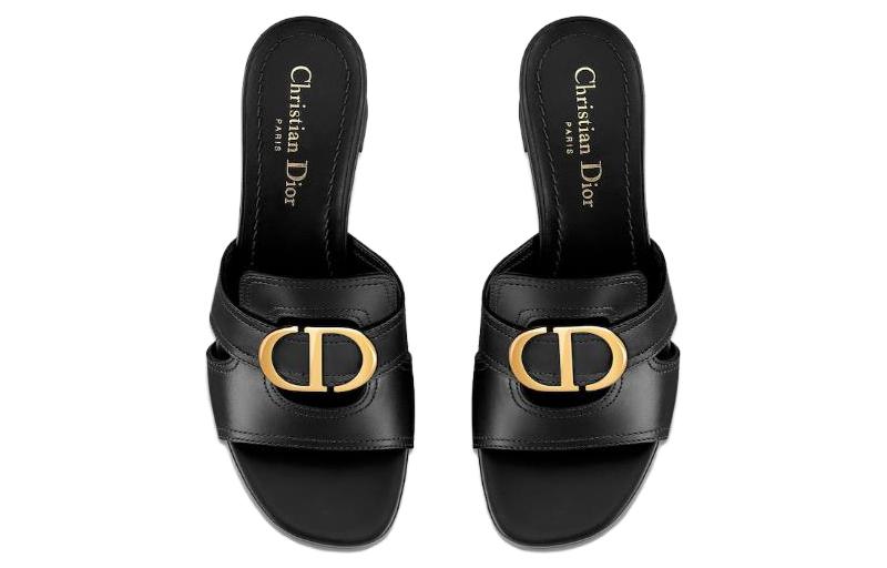 Purchase (W) Dior Kalbsleder Runde Zehe Blockabsatz Pantolette ''Fashion Schwarz'' KCQ270VEA_S900