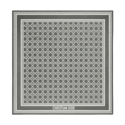 (Women) Dior Cannage Twill Logo Print Scarf for Women - Grey. 35CAN090I607-C800