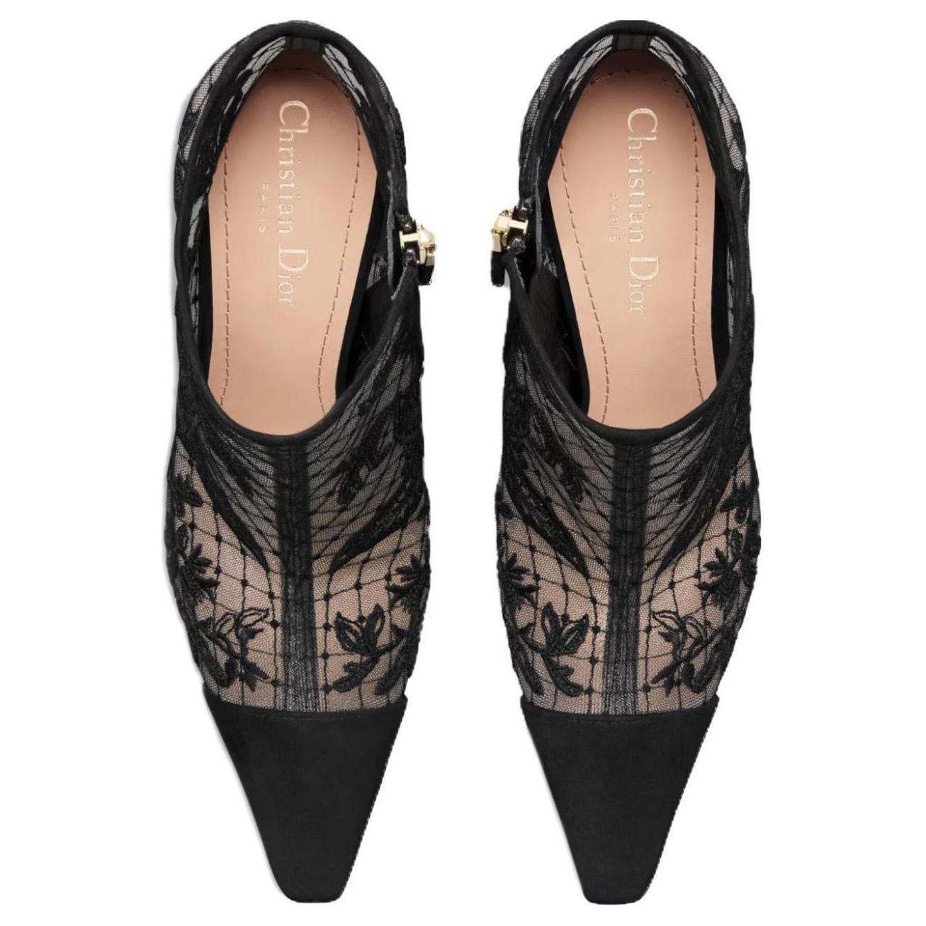 Shop (W) Dior黑色尖头天鹅绒多功能踝靴 KCI843BYE_S900