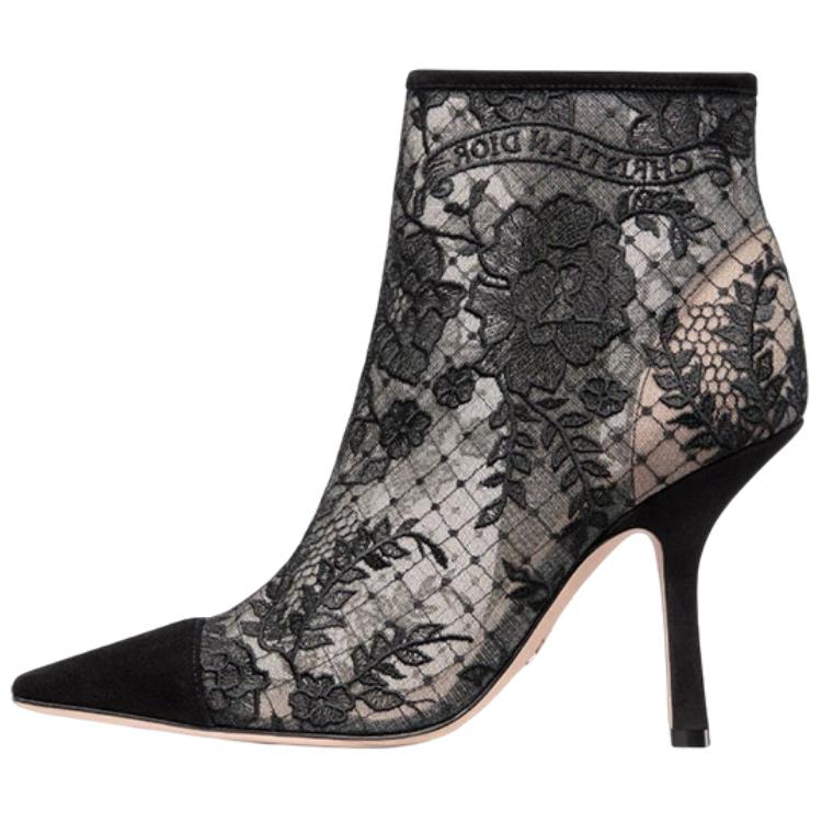 (Women) Dior Capture Embroidered Mesh High Heel Booties 'Black' KDI843ROY_S900