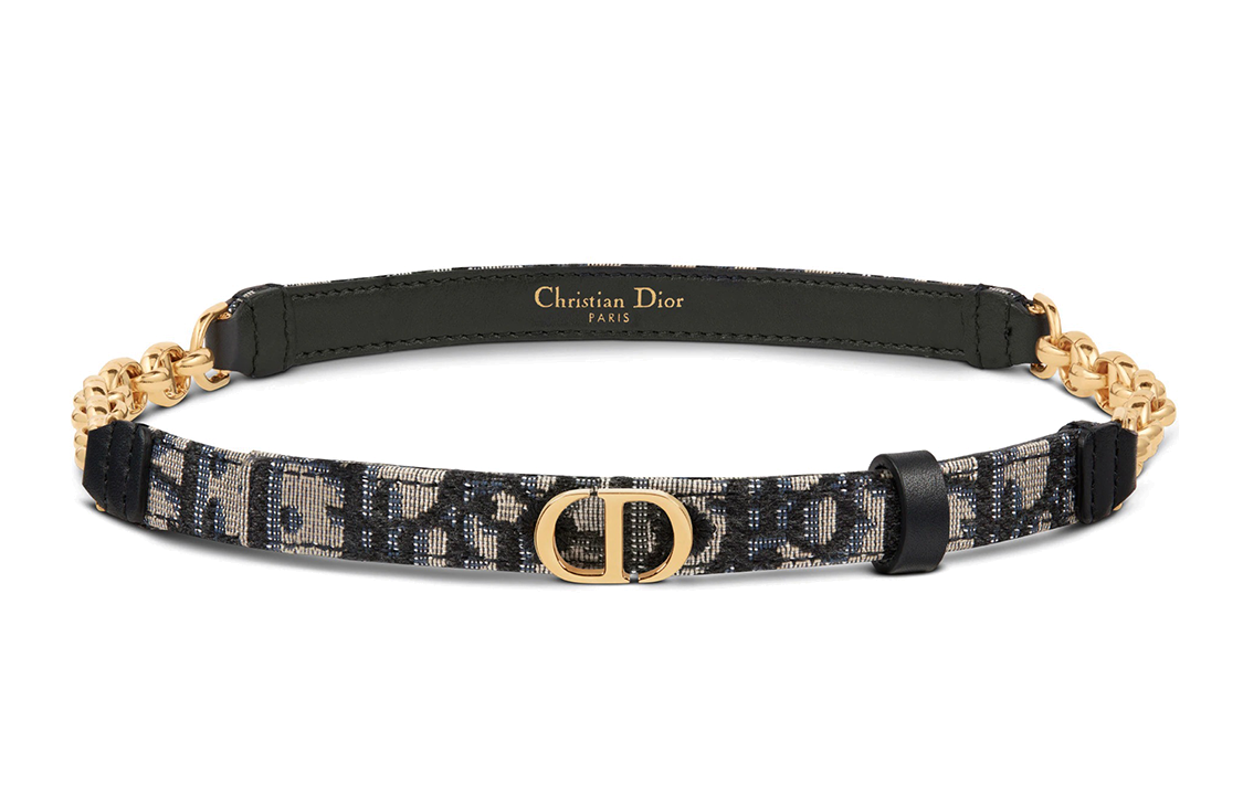 (Women) Dior CARO 30 Montaigne "CD"  Blue Belt 1.5cm Width B0258UTZQ-M928