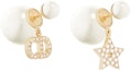 Order (Women) DIOR CD Asymmetric Star Charm Earrings White/Gold Metal Resin for Women E1038TRICY_D03S
