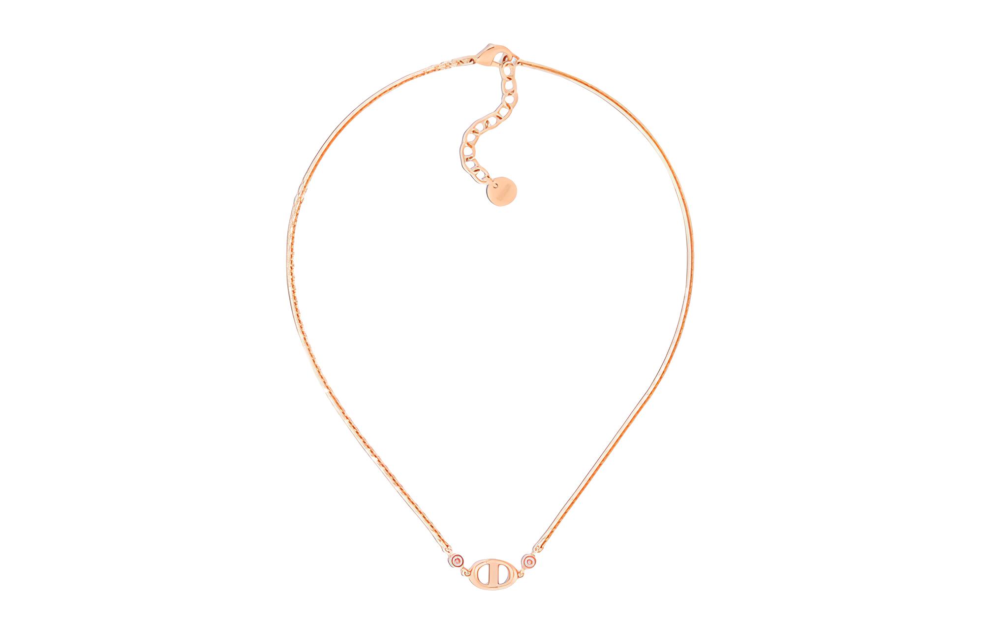 (Women) DIOR CD Crystal Necklace for Women in Rose Gold. N1823CDNCYD12P