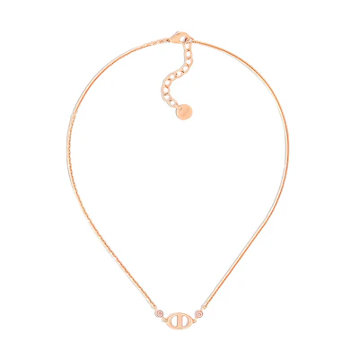 (Women) DIOR CD Crystal Necklace for Women in Rose Gold. N1823CDNCYD12P