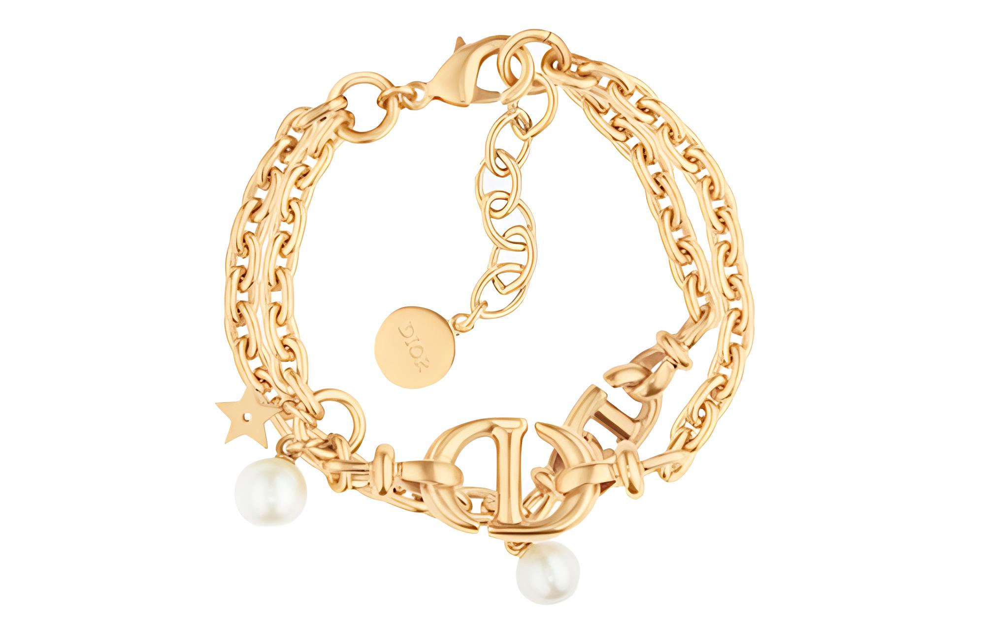 (Women) Dior CD Double Ring Bracelet Women Gold Navy B1280CDNRS-D301