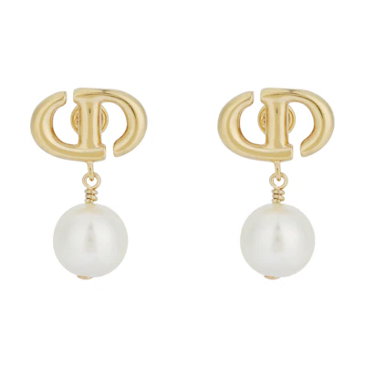 (Women) Dior CD Navy Brass Pearl Resin Earrings for Women. E1850CDNRS_D301