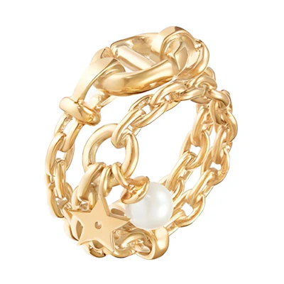 (Women) Dior CD Navy Gold Ring for Women R1014CDNRS-D301