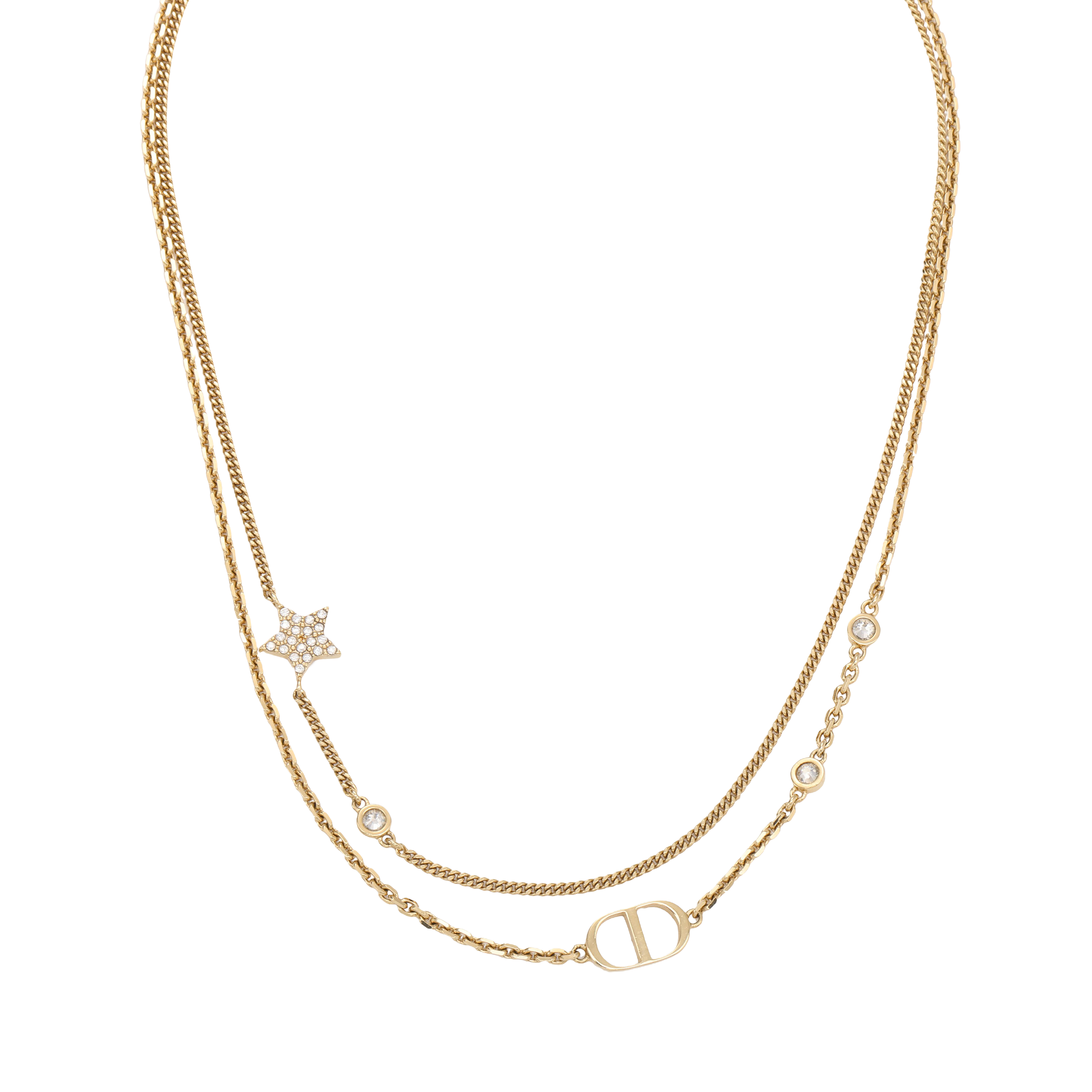 (Women) DIOR CD Series Double Layer Gold Metallic Necklace for Women N1155PMTCY-D301 圖 3