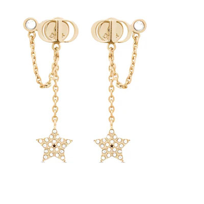 (Women) Dior CD Star Faux Crystal Gold Earrings E1282PMTCY-D301